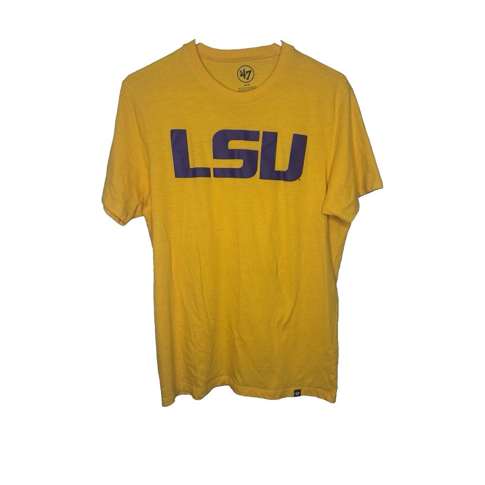 47 Brand LSU Tigers Mens Size Medium Yellow Purple Graphic T Shirt Medium M NCAA